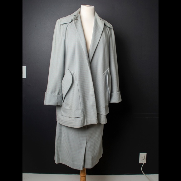 50s Dress Suit Horizontal Blue Mauve Stripe - Picture 6 of 12